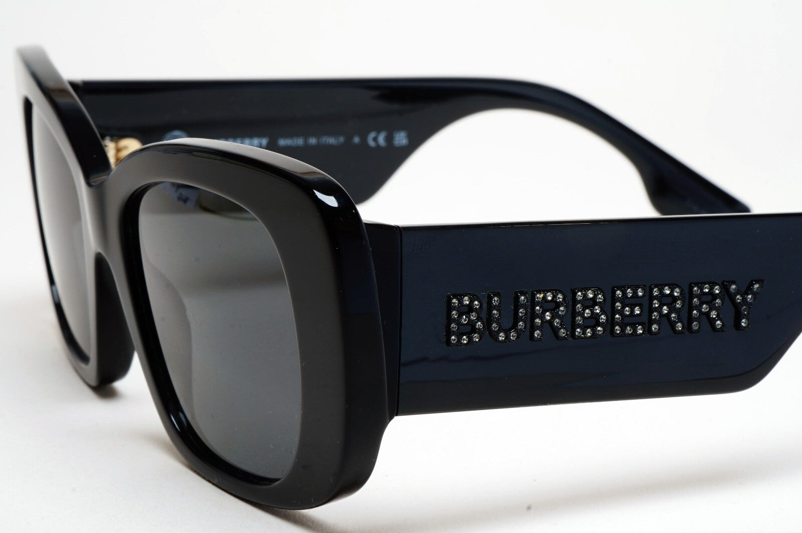 Burberry Sunglasses Black Square Diamante Letters BE 4410 3001/87 52mm