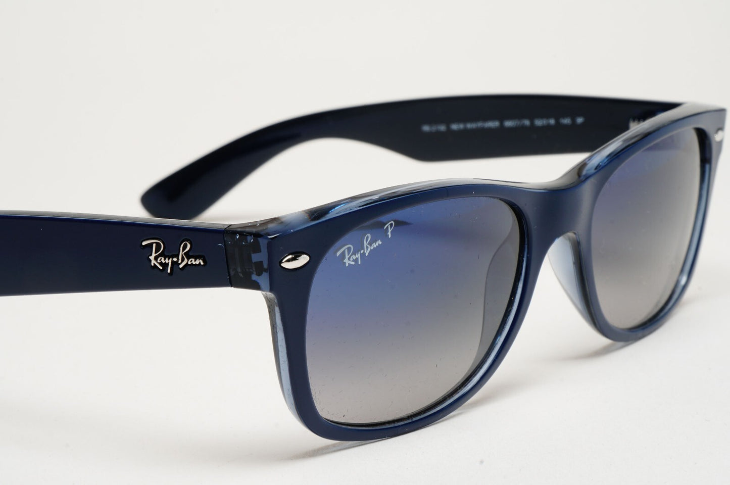 Ray-Ban Sunglasses Polarised New Wayfarer Blue Graident RB 2132 6607/78 52mm