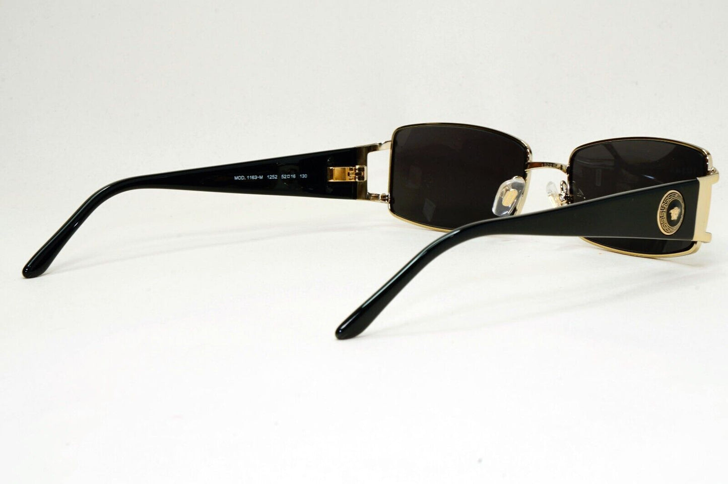 Versace Sunglasses Black Gold Medusa Rectangle Small MOD 1163-M 1252 52mm