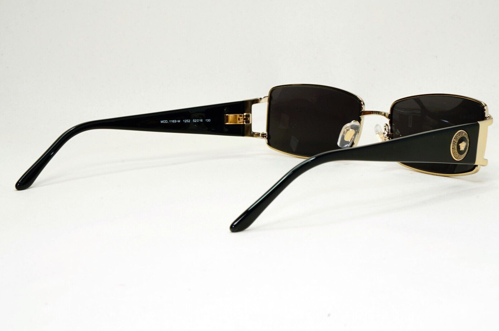 Versace Sunglasses Black Gold Medusa Rectangle Small MOD 1163-M 1252 52mm