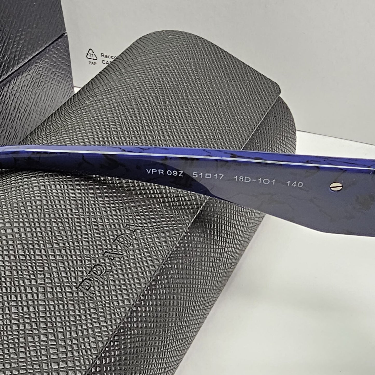 Prada Sunglasses Blue Black Triangle Symbole Marble PR09ZV VPR 09Z 18D-1O1 51mm
