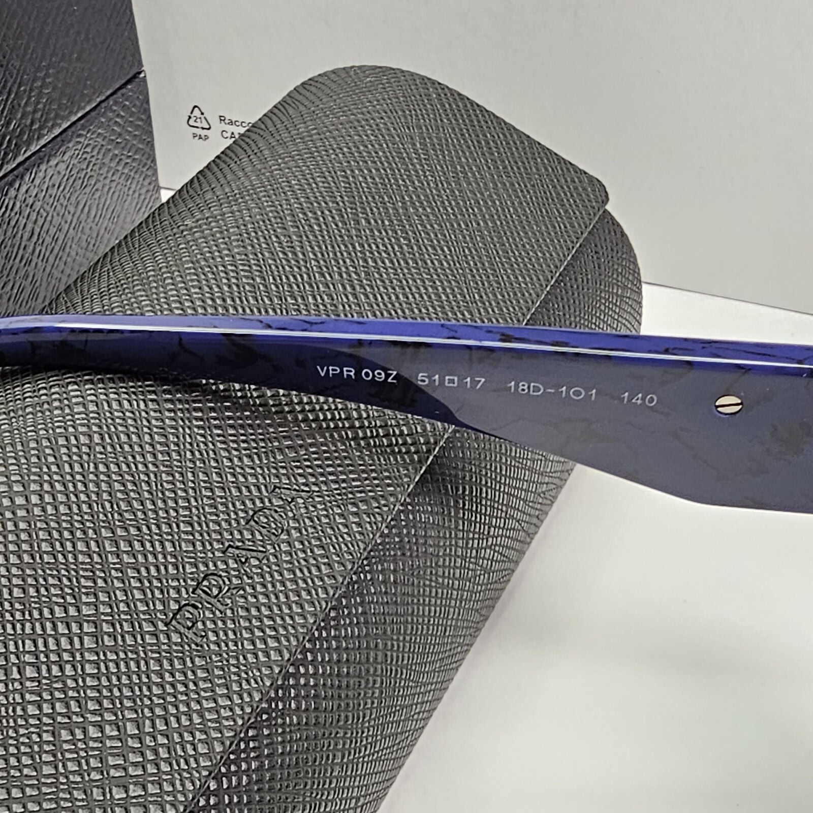 Prada Sunglasses Blue Black Triangle Symbole Marble PR09ZV VPR 09Z 18D-1O1 51mm
