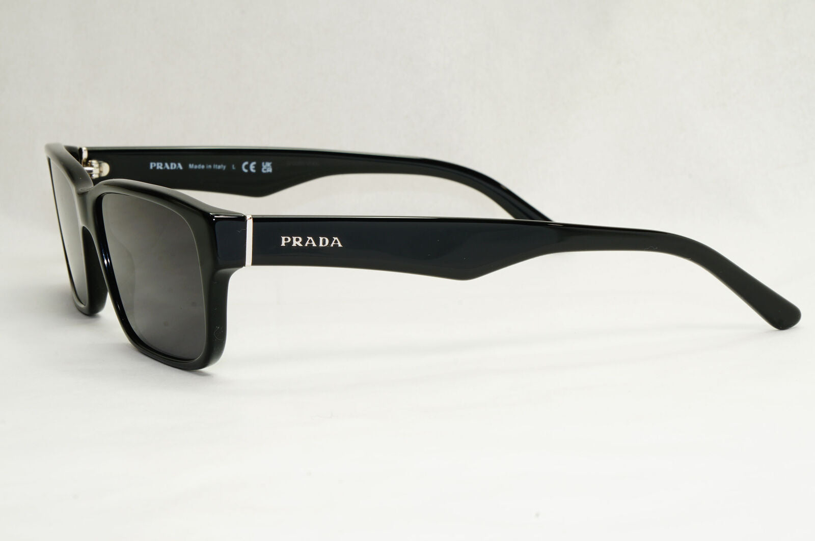 Prada Sunglasses Black Rectangle Glossy Fashion PR16MV VPR 16M 1AB-1O1 55mm