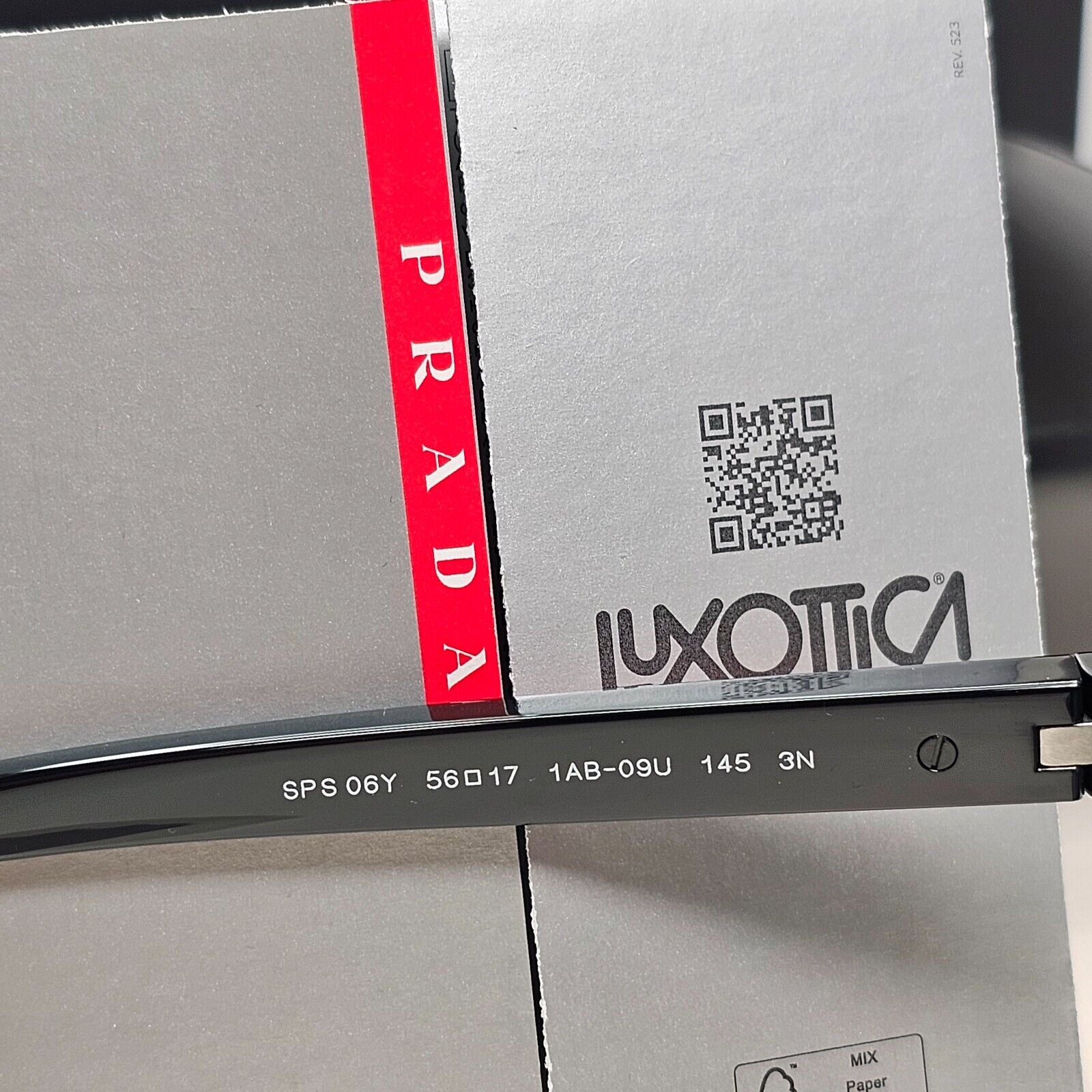 Prada Sunglasses Black Glossy Square Grey Gradient PS06YS SPS 06Y 1AB-09U 56mm