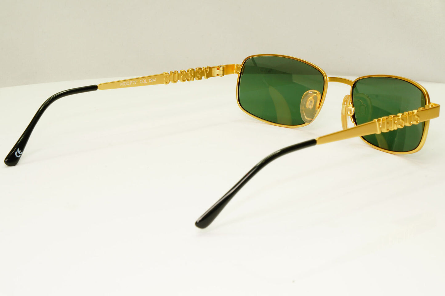 Versus 1995 Vintage Gold Green Metal Sunglasses Gianni Versace MOD R27 COL 13M