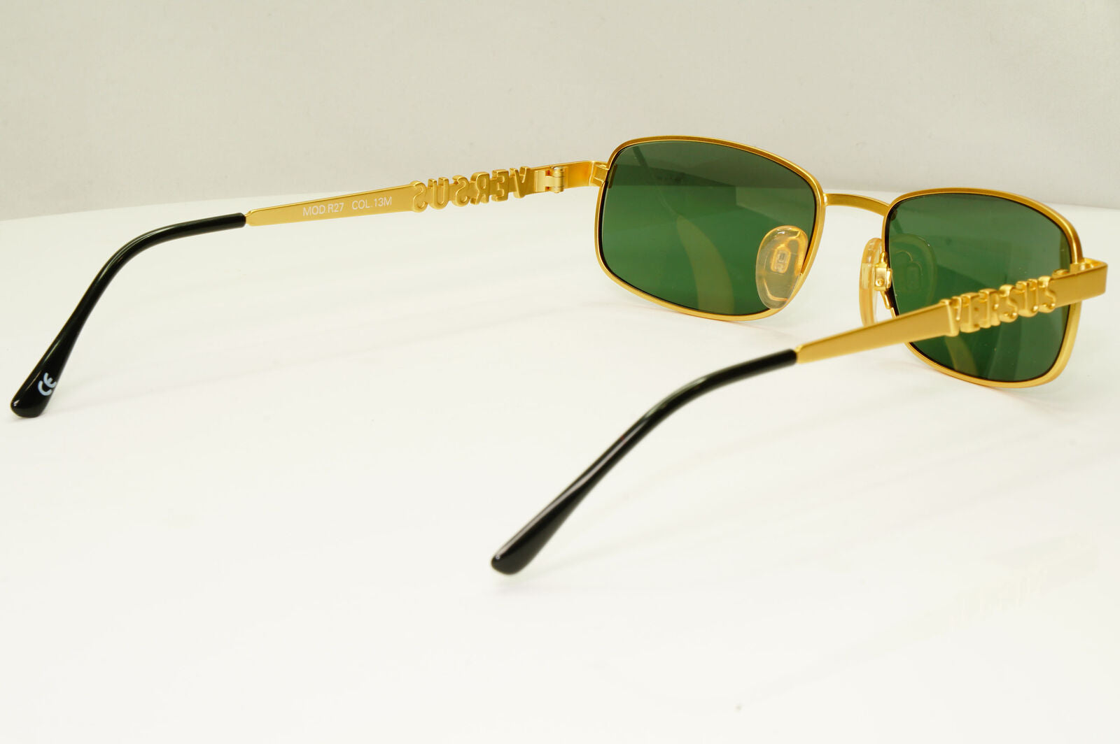 Versus 1995 Vintage Gold Green Metal Sunglasses Gianni Versace MOD R27 COL 13M