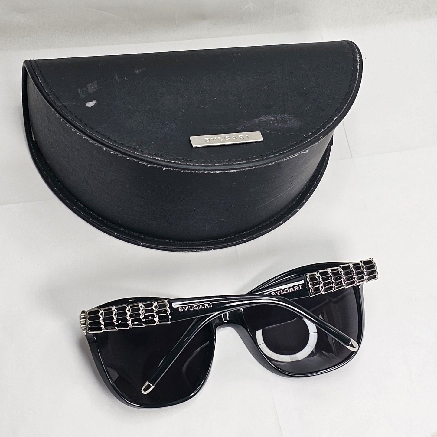 Bvlgari Sunglasses 2011 Vintage Black Silver Scales Square 8104 901/8G 060324