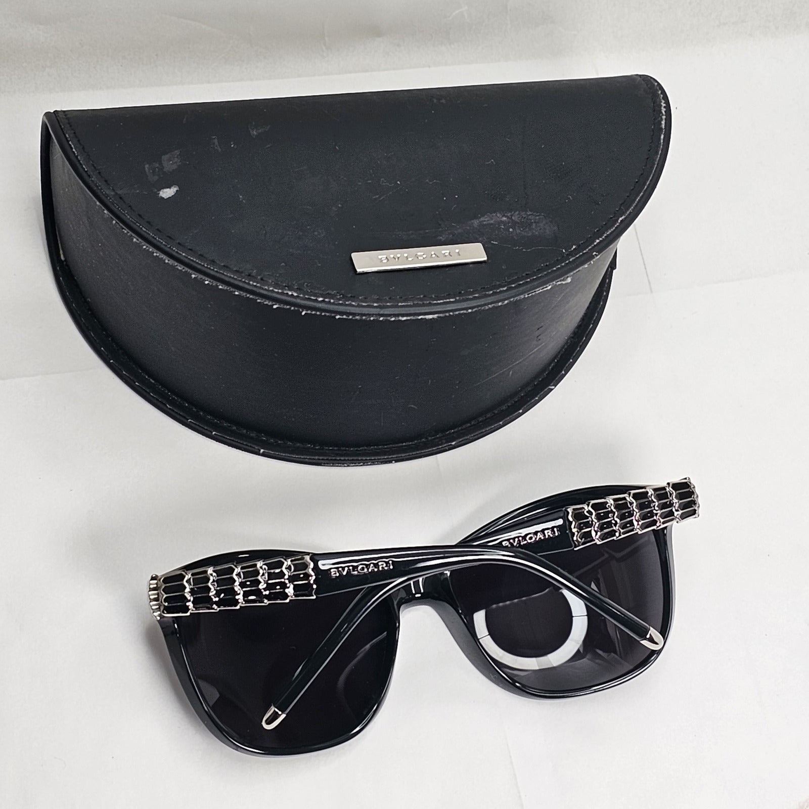 Bvlgari Sunglasses 2011 Vintage Black Silver Scales Square 8104 901/8G 060324