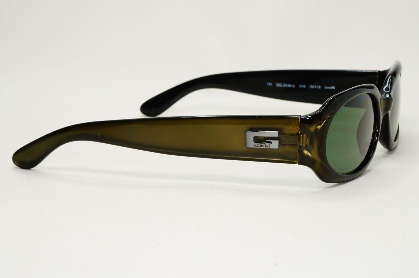 Gucci Sunglasses 1998 Vintage Green Dark Olive Square GG 2436/S 5YB 52mm 041124