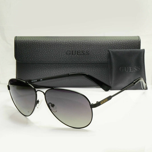Guess Sunglasses Polarized Black Mens Designer Smoke Pilot GU 7664 02D [b] 38977