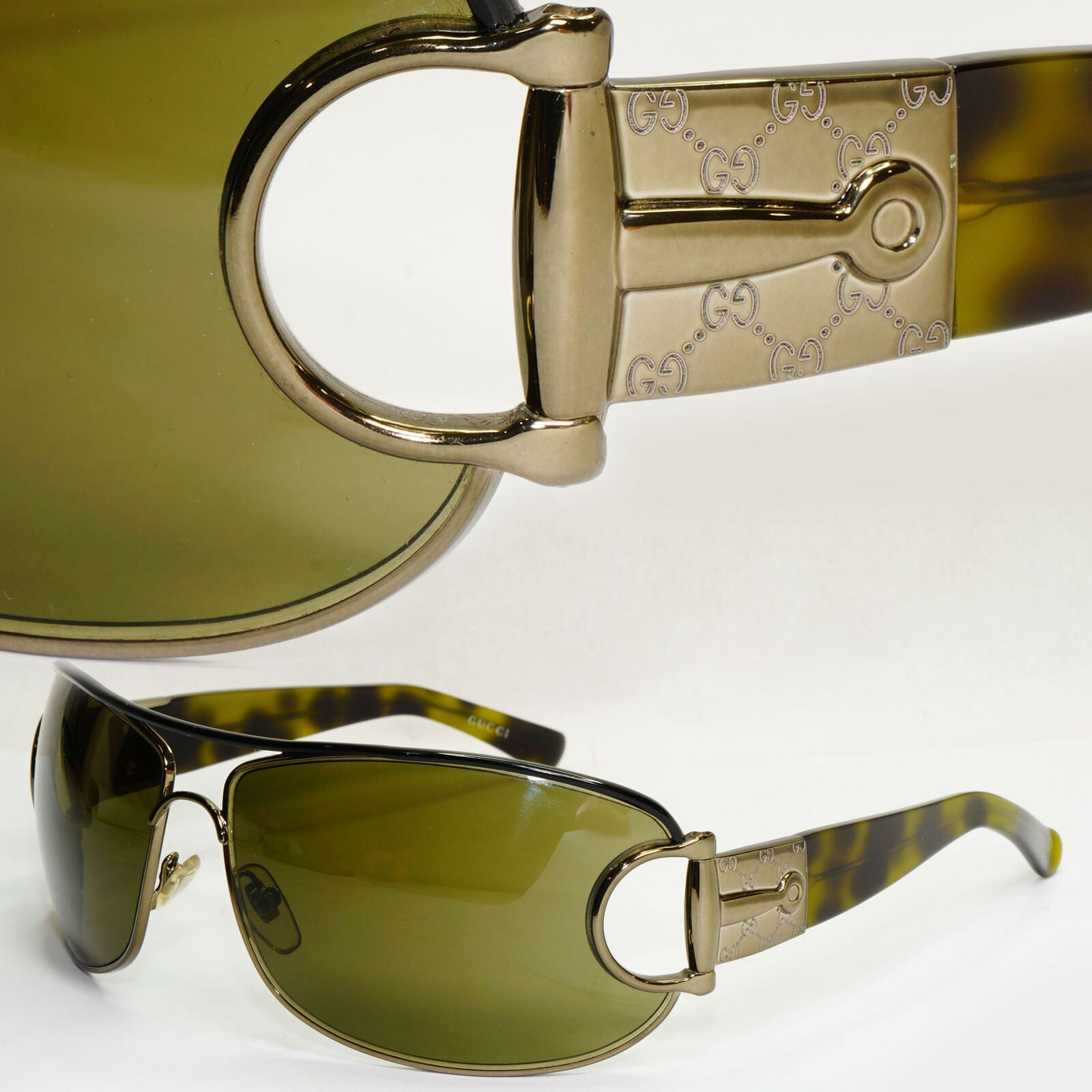 Gucci Sunglasses 2008 Horsebit Green Tortoise Wrap GG 2760/S LHVYS 180224