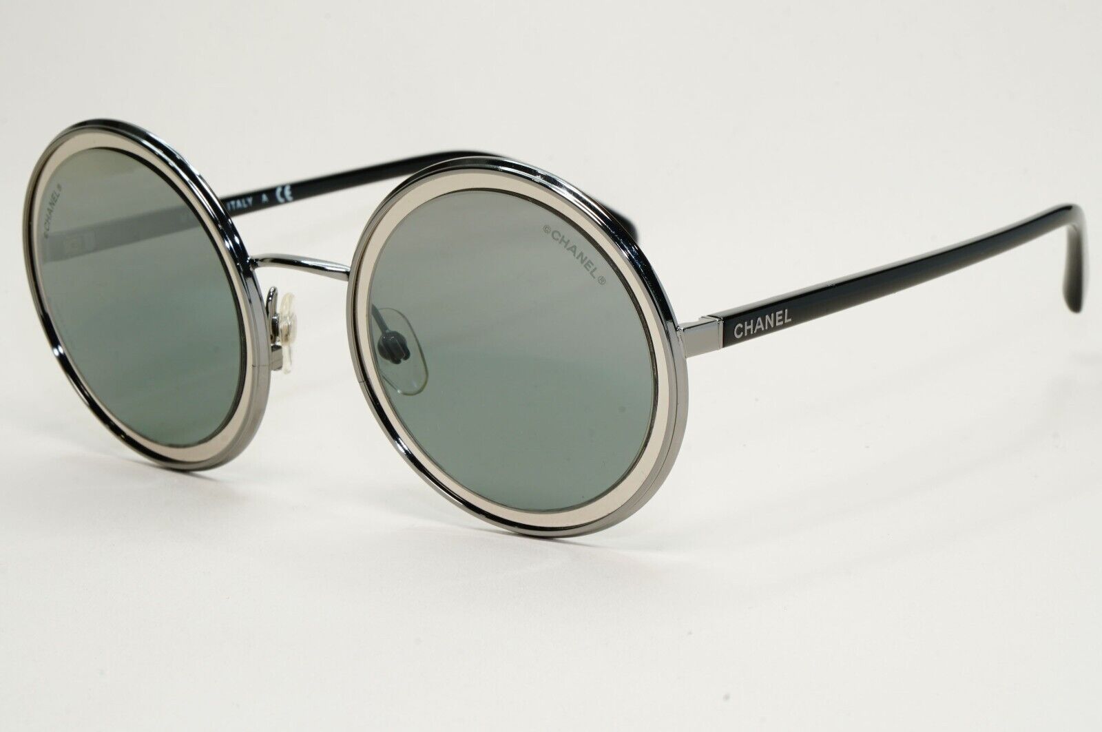 Chanel Sunglasses Round Mirror Grey Silver Black Circle 4226 c.108/W6 [a] 210924