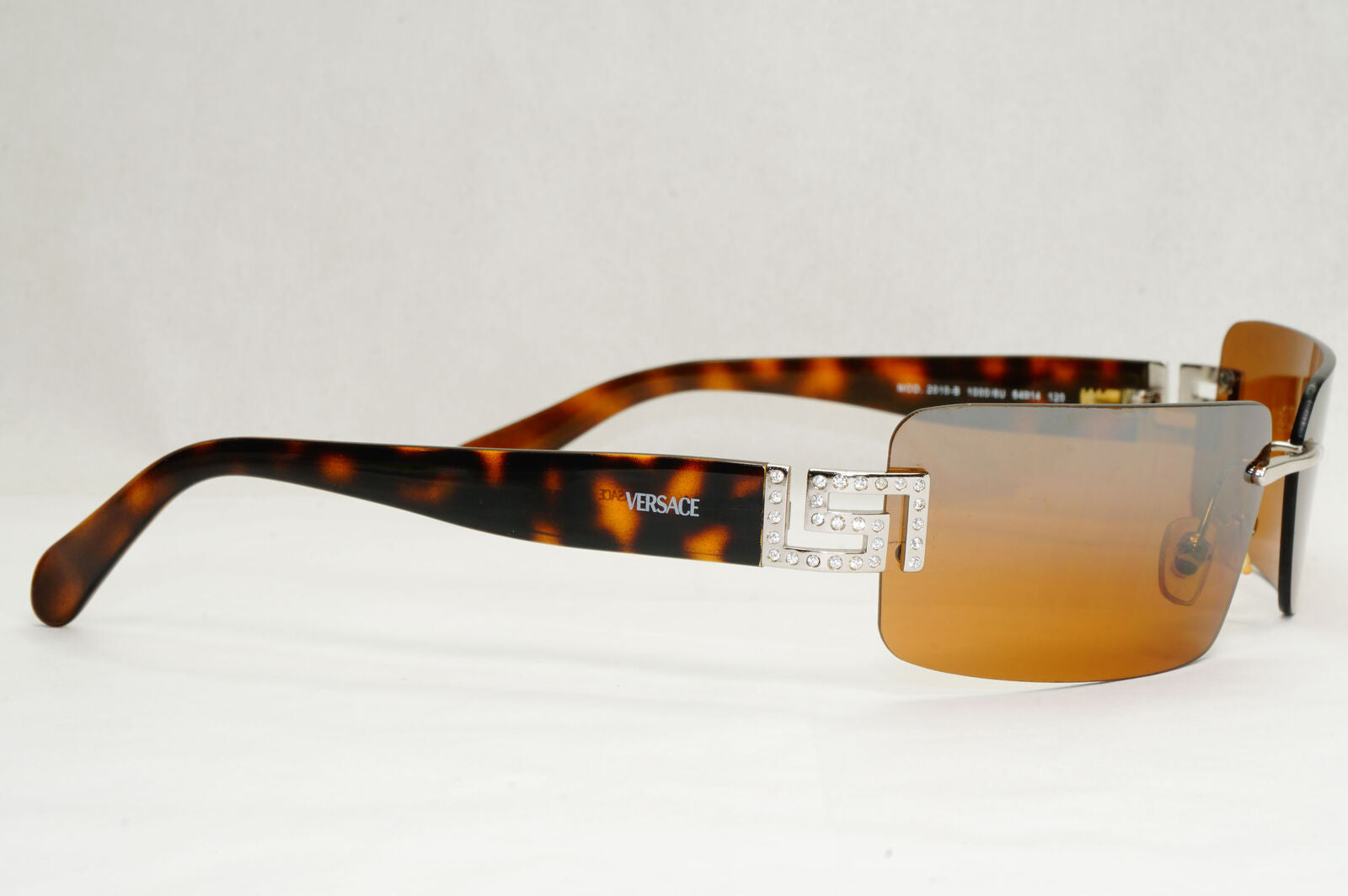 Versace Sunglasses 2004 Vintage Rimless Brown Wrap MOD 2010-B 1000/6U 070224