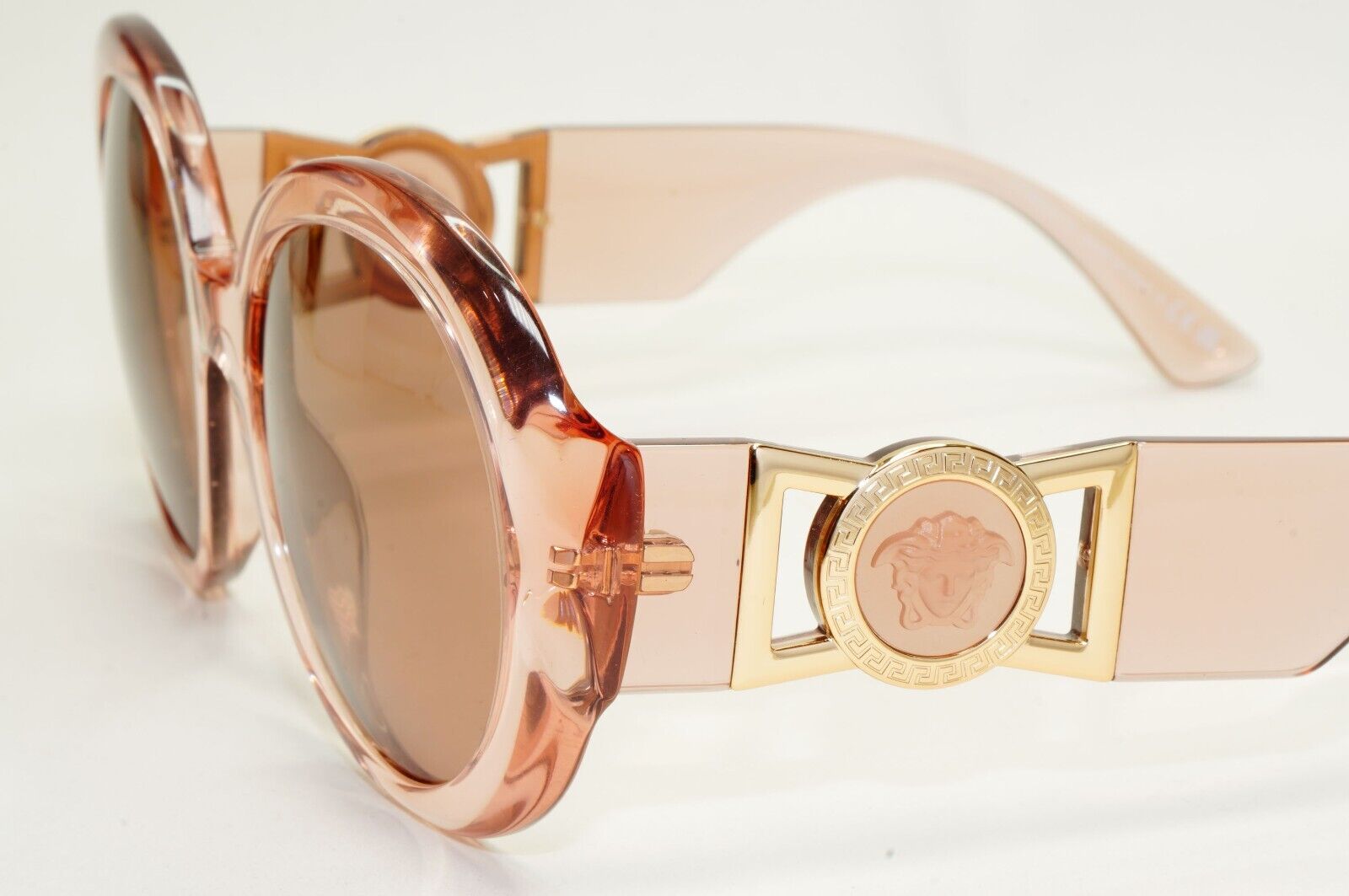Versace Sunglasses Transparent Pink Medusa Round Brown Gold MOD VE 4414 5339/73