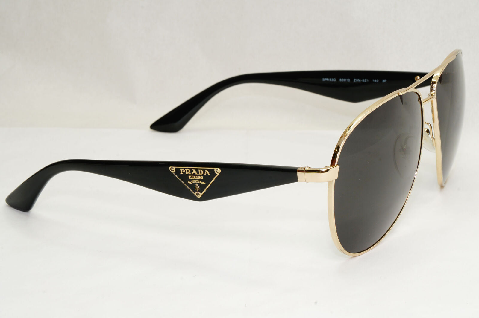 Prada Sunglasses Triangle Logo Black Gold Pilot PR53QS SPR 53Q ZVN-5Z1 130224