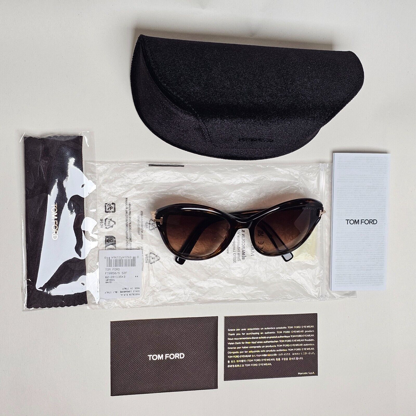 Tom Ford Sunglasses Leigh Brown Tortoiseshell Gradient Cat Eye FT0850 TF 850 52F