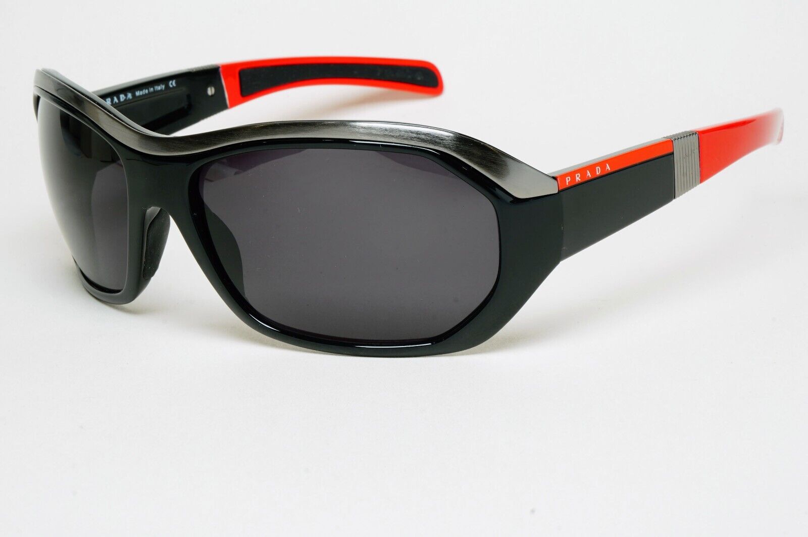 Prada Sunglasses 2006 Vintage Black Red Wrap Rossa PS01HS SPS 01H 7OV-1A1 070125