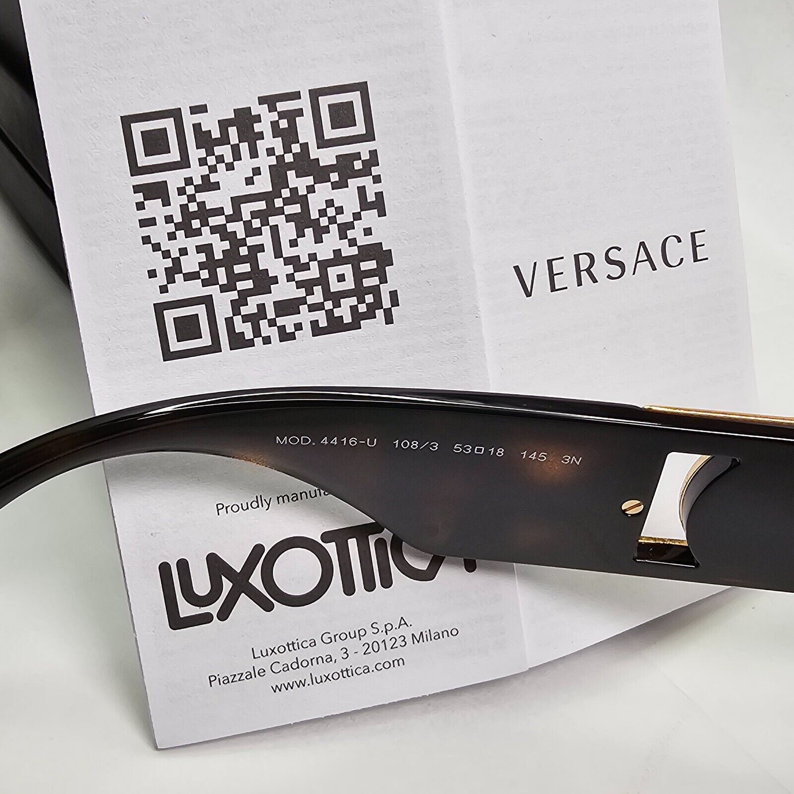 Versace Sunglasses Brown Square Tortoise Havana Gold MOD VE 4416-U 108/3 53mm