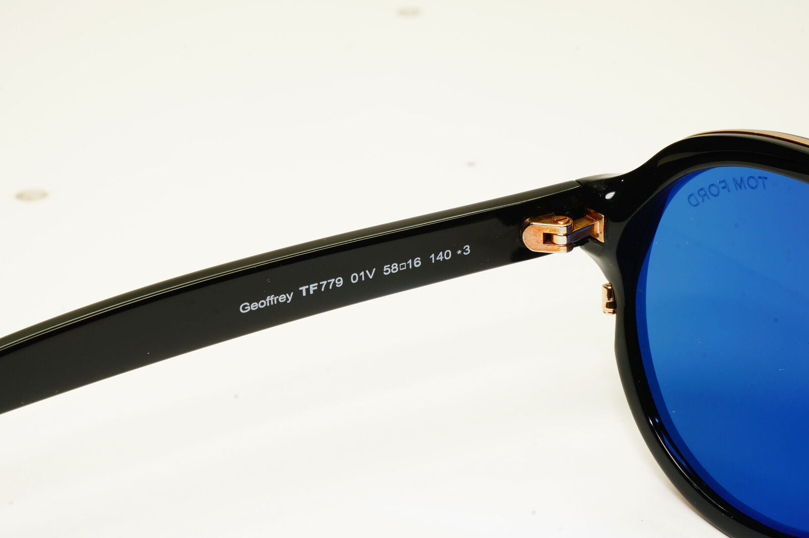 Tom Ford Geoffrey Sunglasses Black Blue Gold Pilot Designer Mens TF 779 01V