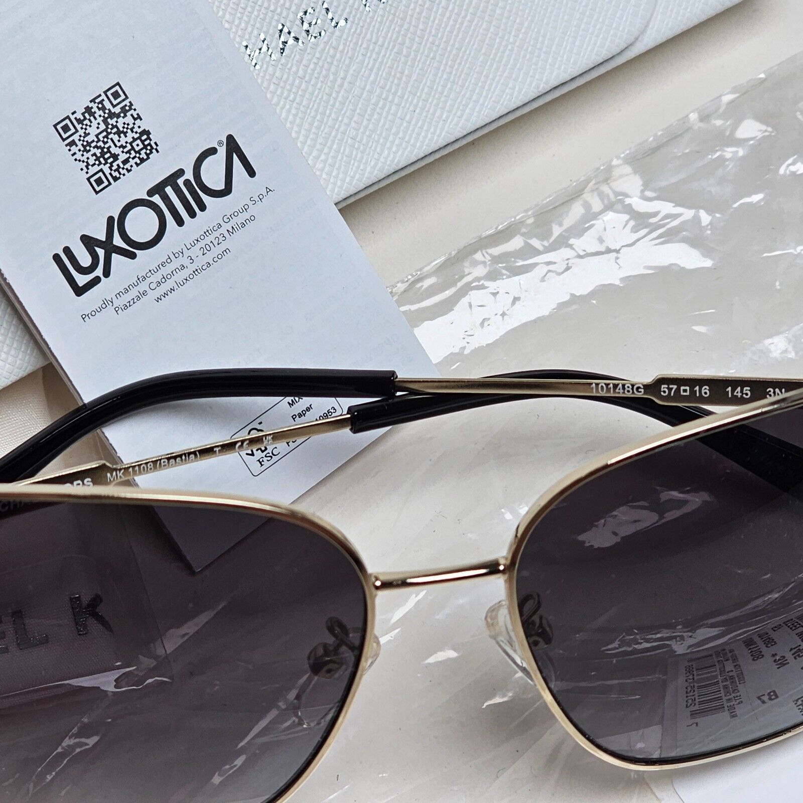 Michael Kors Sunglasses Gold Grey Gradient Metal Square MK 1108 Bastia 1014/8G