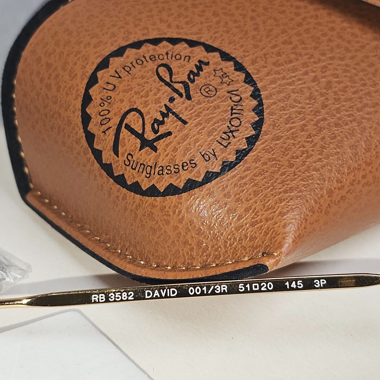 Ray-Ban Sunglasses David  Gold Dark Blue Round RB 3582 001/3R 51mm