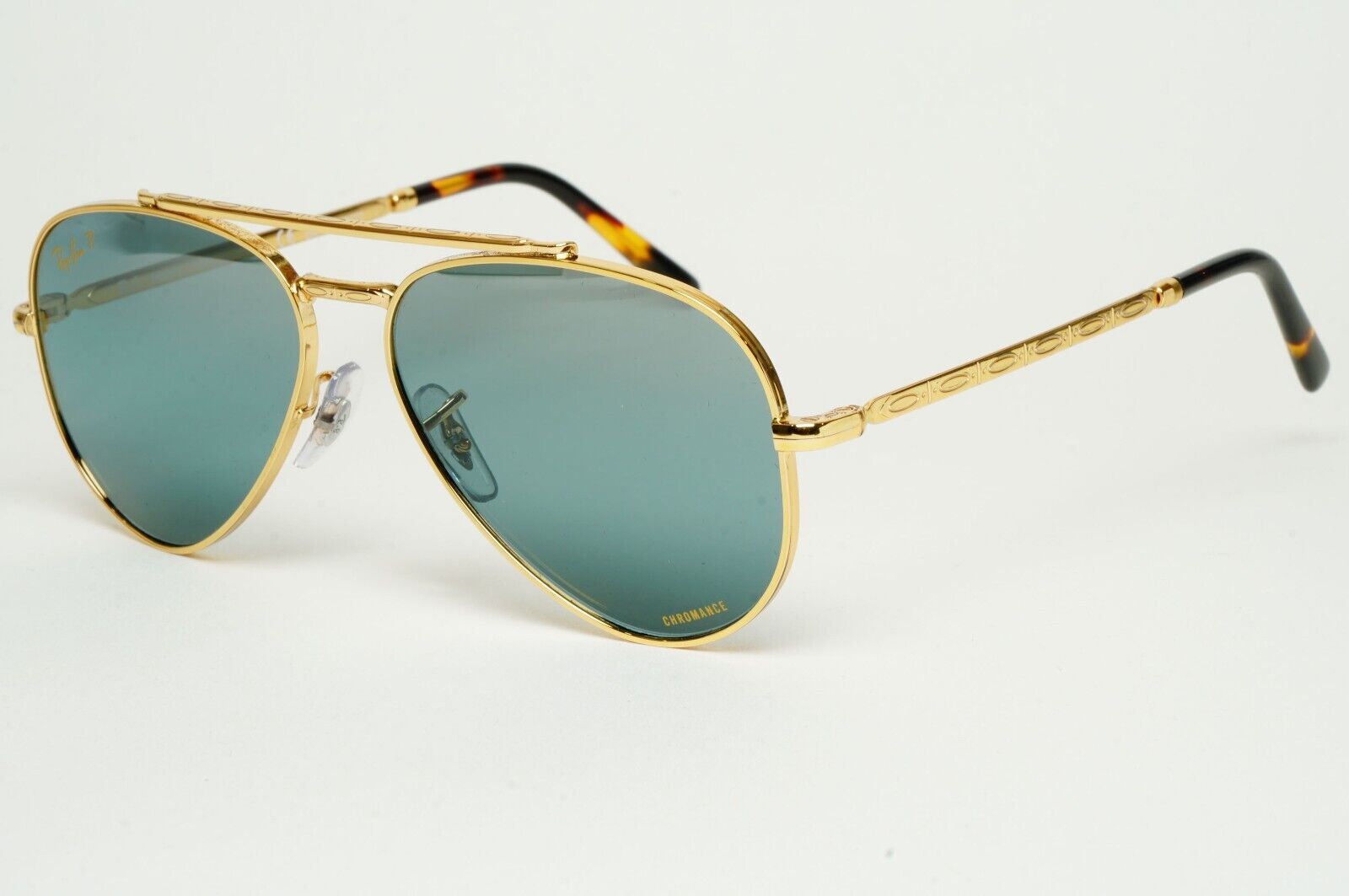 Ray-Ban Sunglasses Polarized New Aviator Gold Blue Green RB 3625 9196/G6 55mm