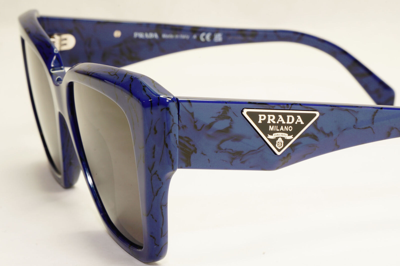 Prada Sunglasses Blue Black Triangle Symbole Marble PR09ZV VPR 09Z 18D-1O1 51mm