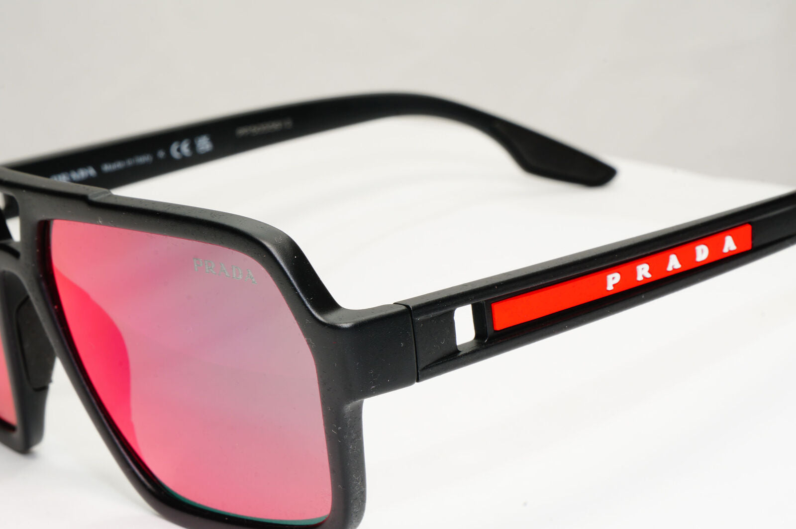 Prada Sunglasses Black Grey Mirror Blue Red Square Pilot PS01XS SPS 01X DG0-08F