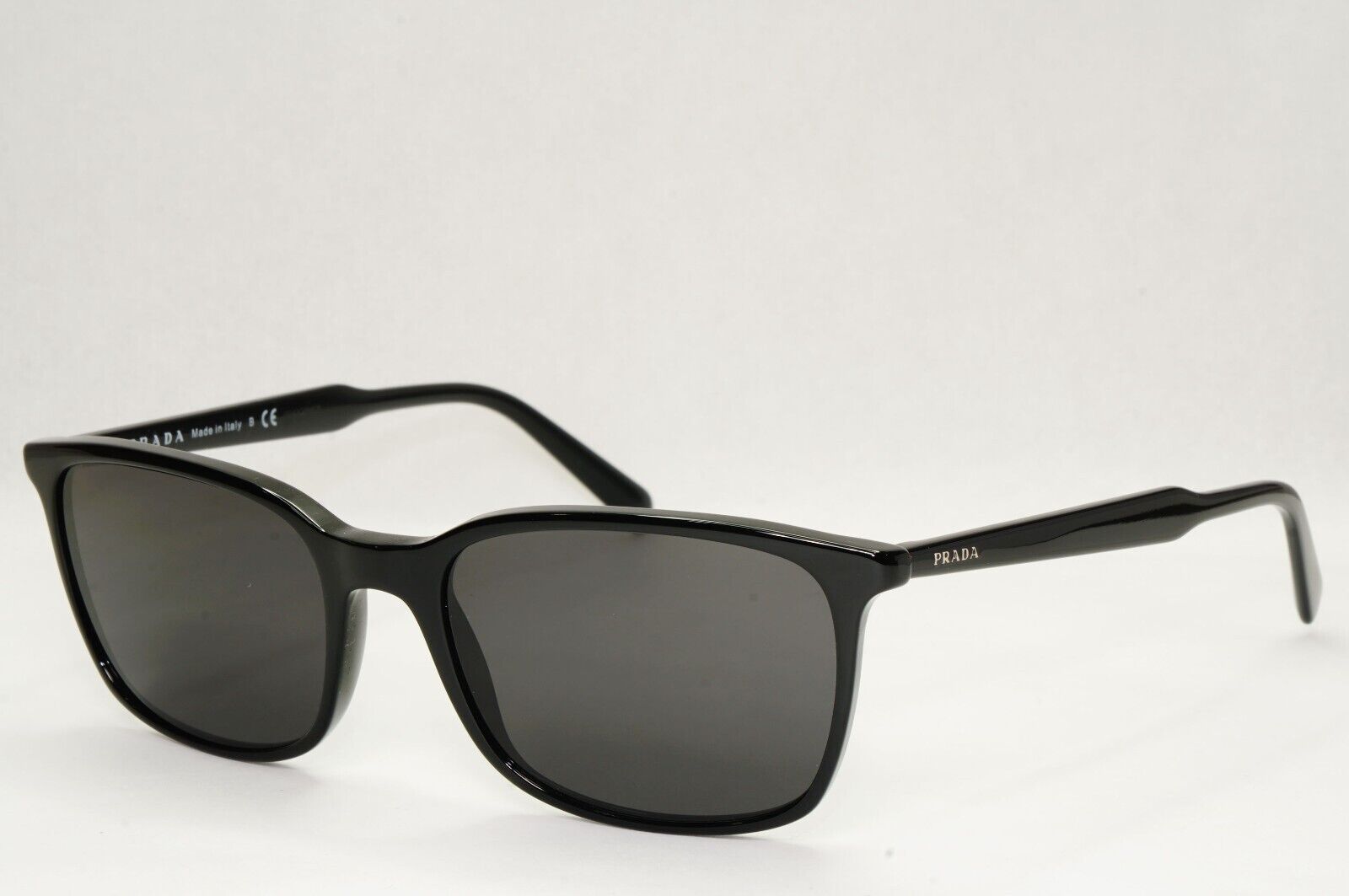 Prada Sunglasses Black Square Glossy Fashion PR13XV VPR 13X 1AB-1O1 55mm