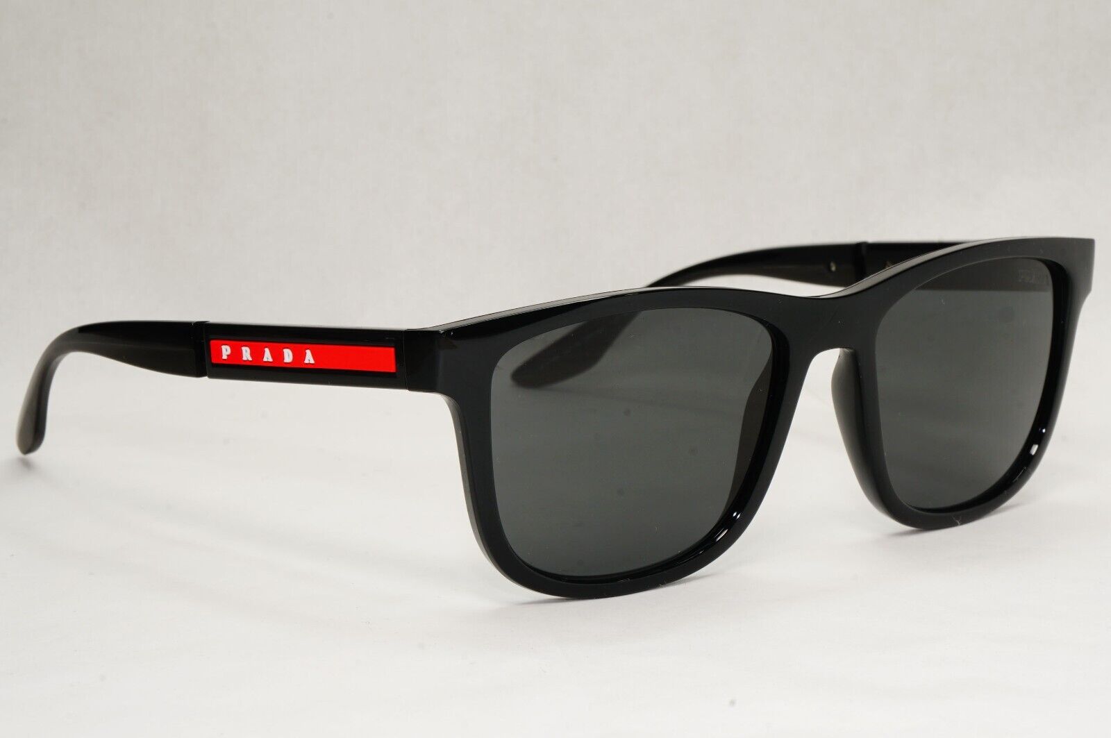 Prada Black Sunglasses Square Red Stripe Fashion PS04XS SPS 04X 1AB-5S0