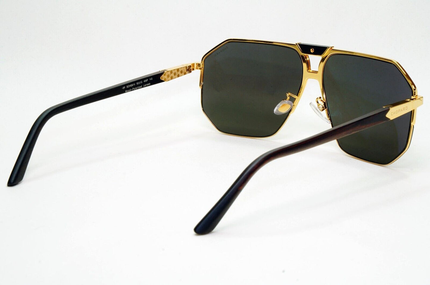 Chopard Sunglasses Gold Wood Polarised Pilot Navigator Grey SCH G61V 400P