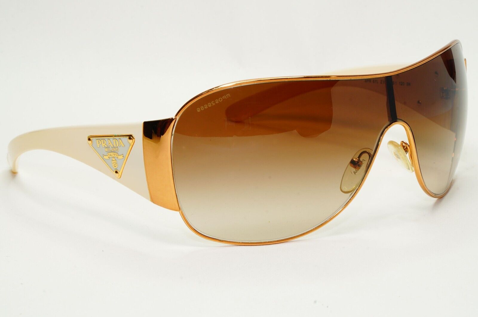 Prada Sunglasses 2010 Triangle Shield Gold Brown PR57LS SPR 57L ZVA-6S1 120824