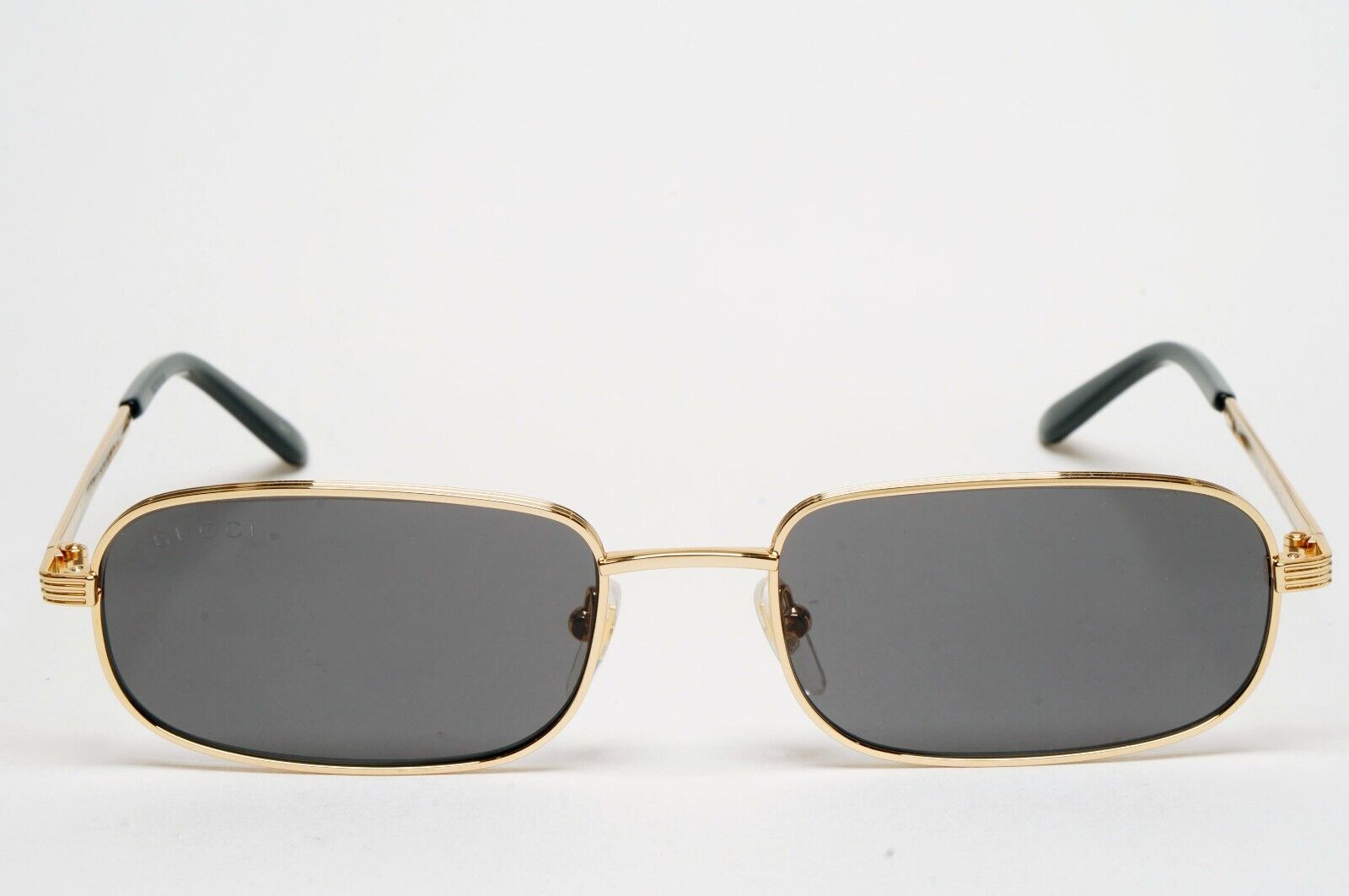 Gucci Sunglasses 2023 Gold Black Rectangle Metal Slim GG1457S 001 57mm 170125