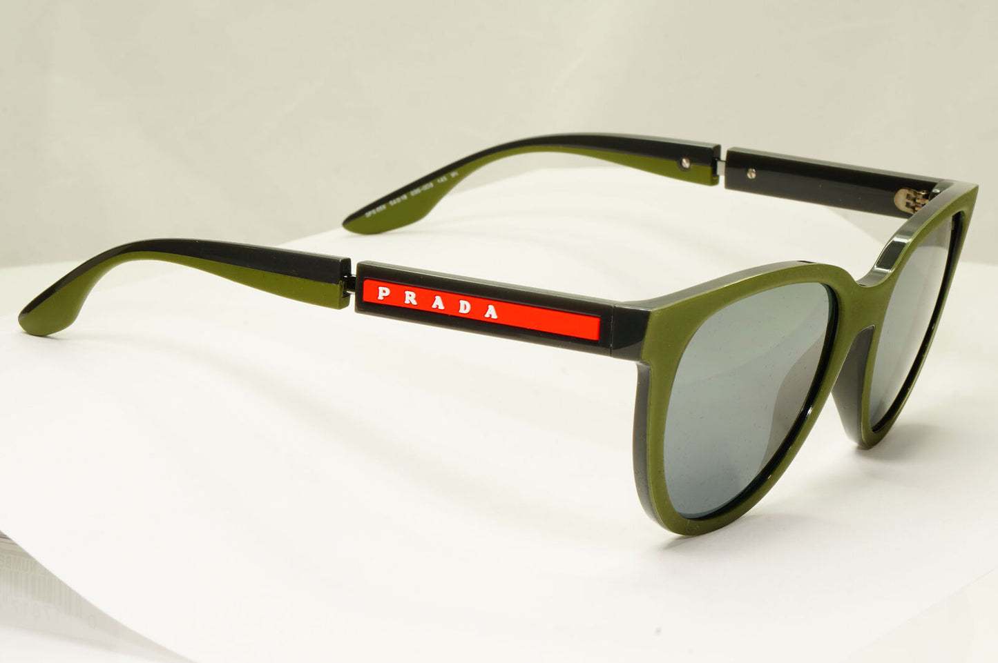 Prada Military Green Black Sunglasses Mirror Silver Grey SPS 05X PS05XS 03S-0D3