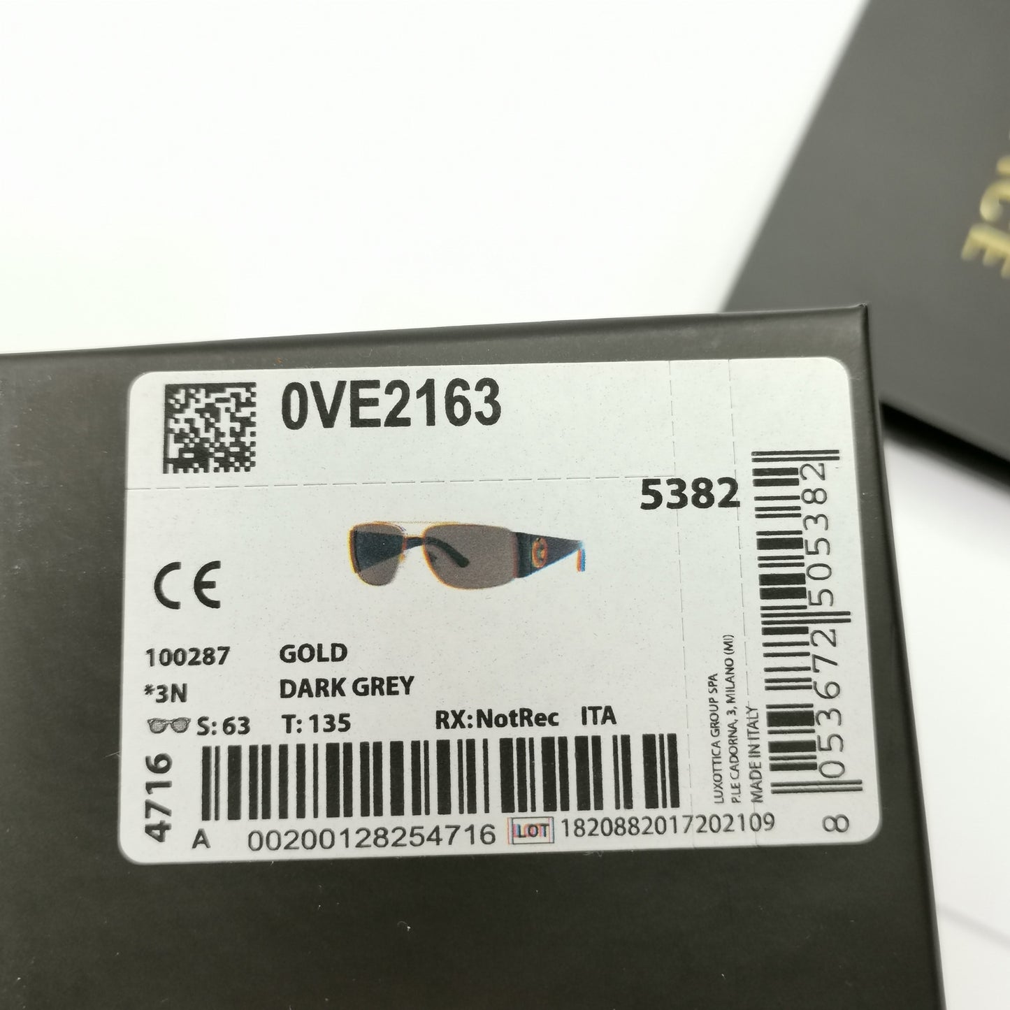 Versace Sunglasses Black Gold Medusa Square Metal MOD VE 2163 1002/87