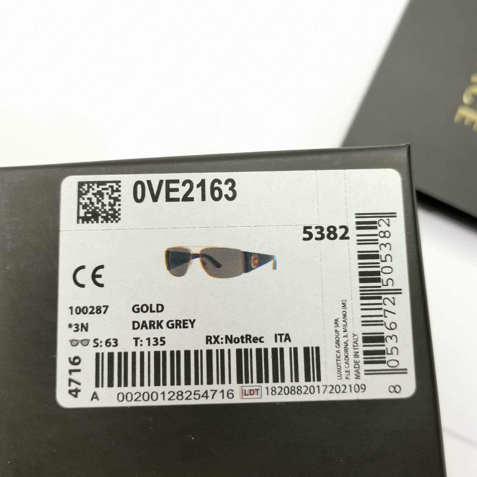 Versace Sunglasses Black Gold Medusa Square Metal MOD VE 2163 1002/87