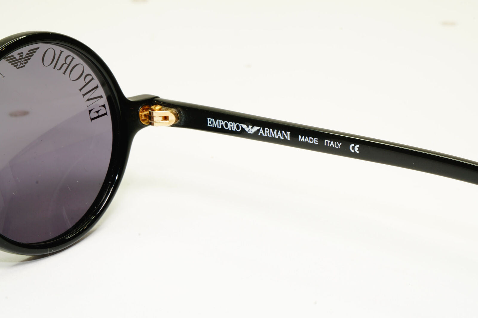 Emporio Armani 1997 Vintage Sunglasses Round Lens Logo Print Black 523-S 020