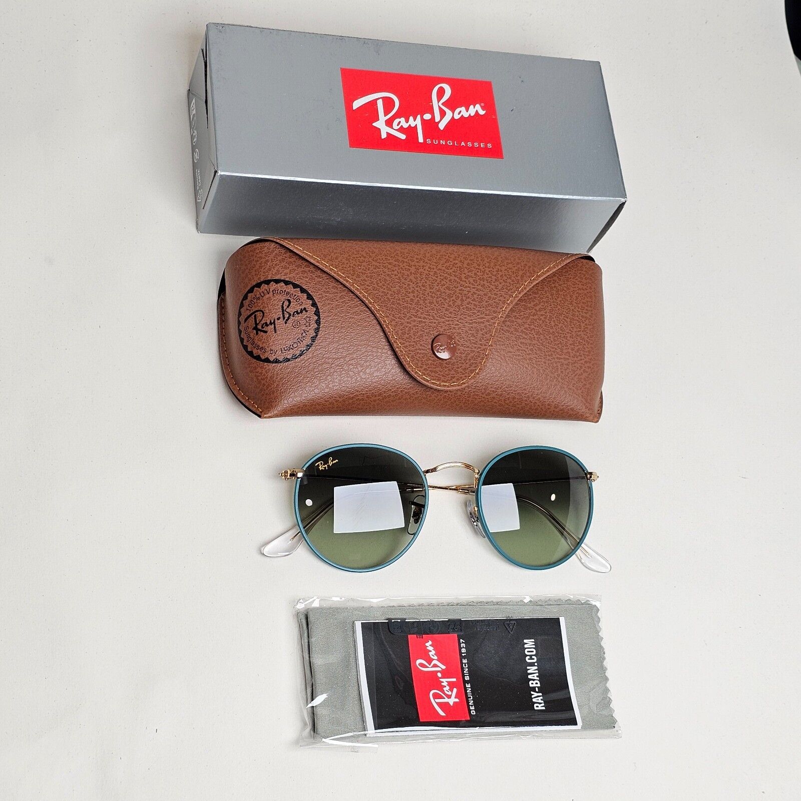 Ray-Ban Sunglasses Round Full Color Green Gold Gradient RB 3447-J-M 9196/BH 50mm