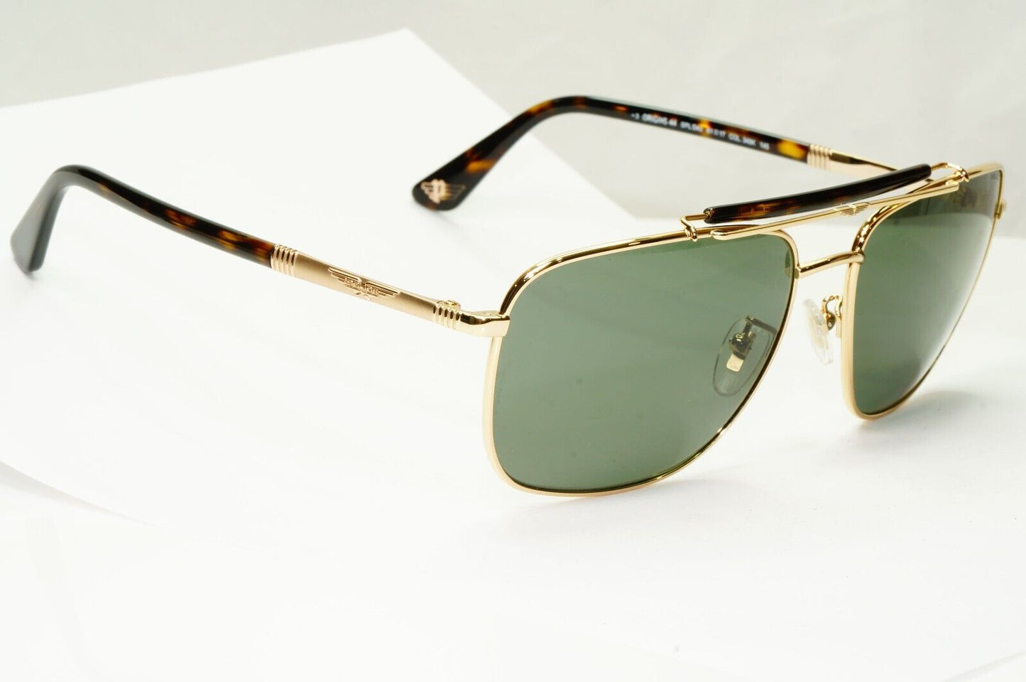 Police Gold Green Sunglasses Pilot Brow Bar Origins 44 SPL D43 COL 349K 61mm