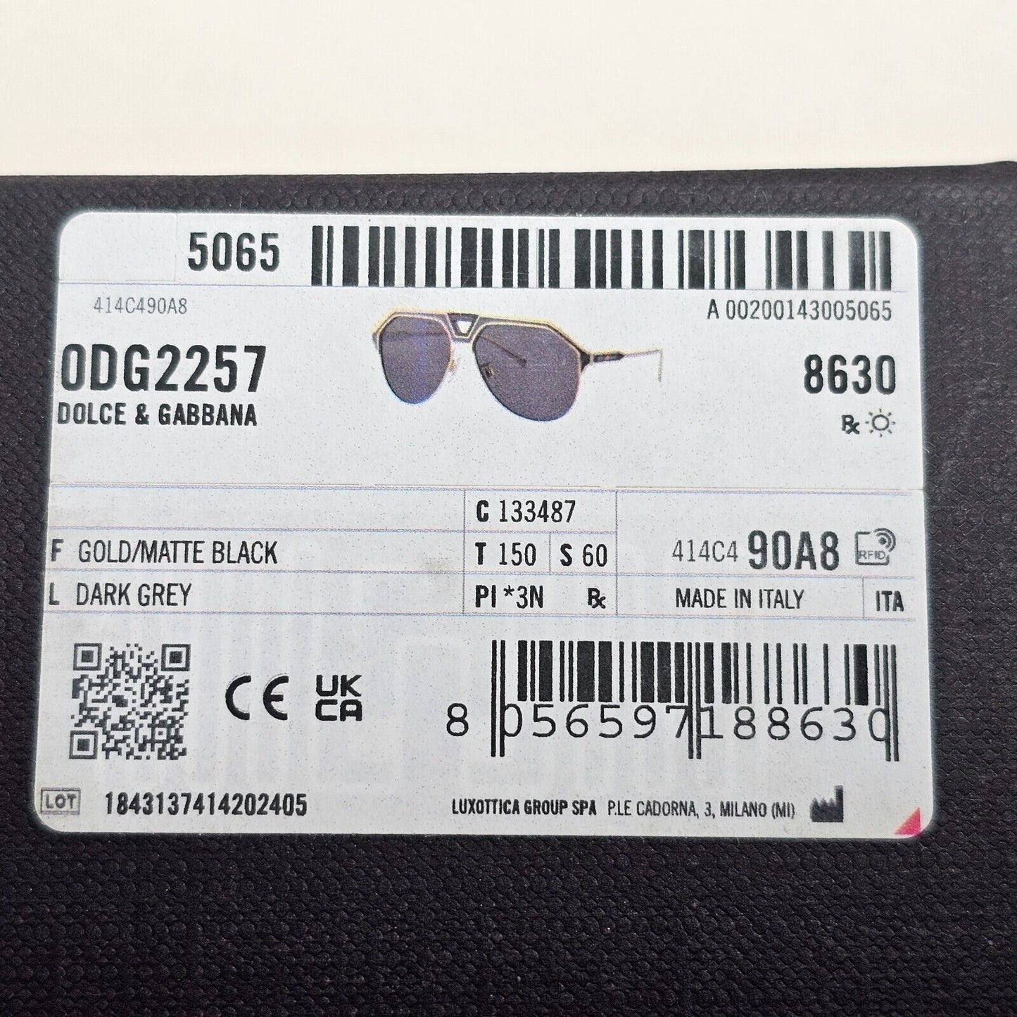 Dolce & Gabbana Sunglasses Pilot Gold Black Metal Navigator DG 2257 1334/87