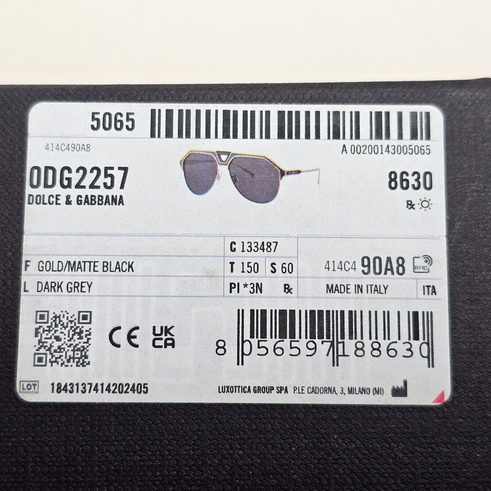 Dolce & Gabbana Sunglasses Pilot Gold Black Metal Navigator DG 2257 1334/87