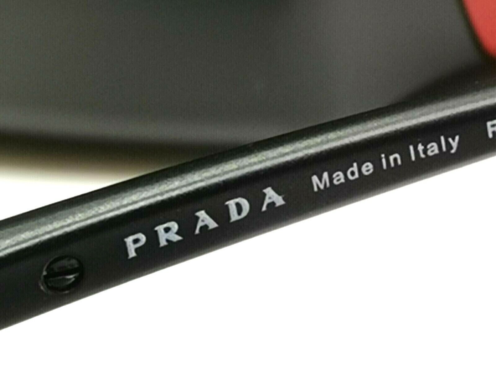 Prada Mens Sunglasses Black Pilot SPS 56M 1BO-1A1 Rossa Red Stripe [D] 38997