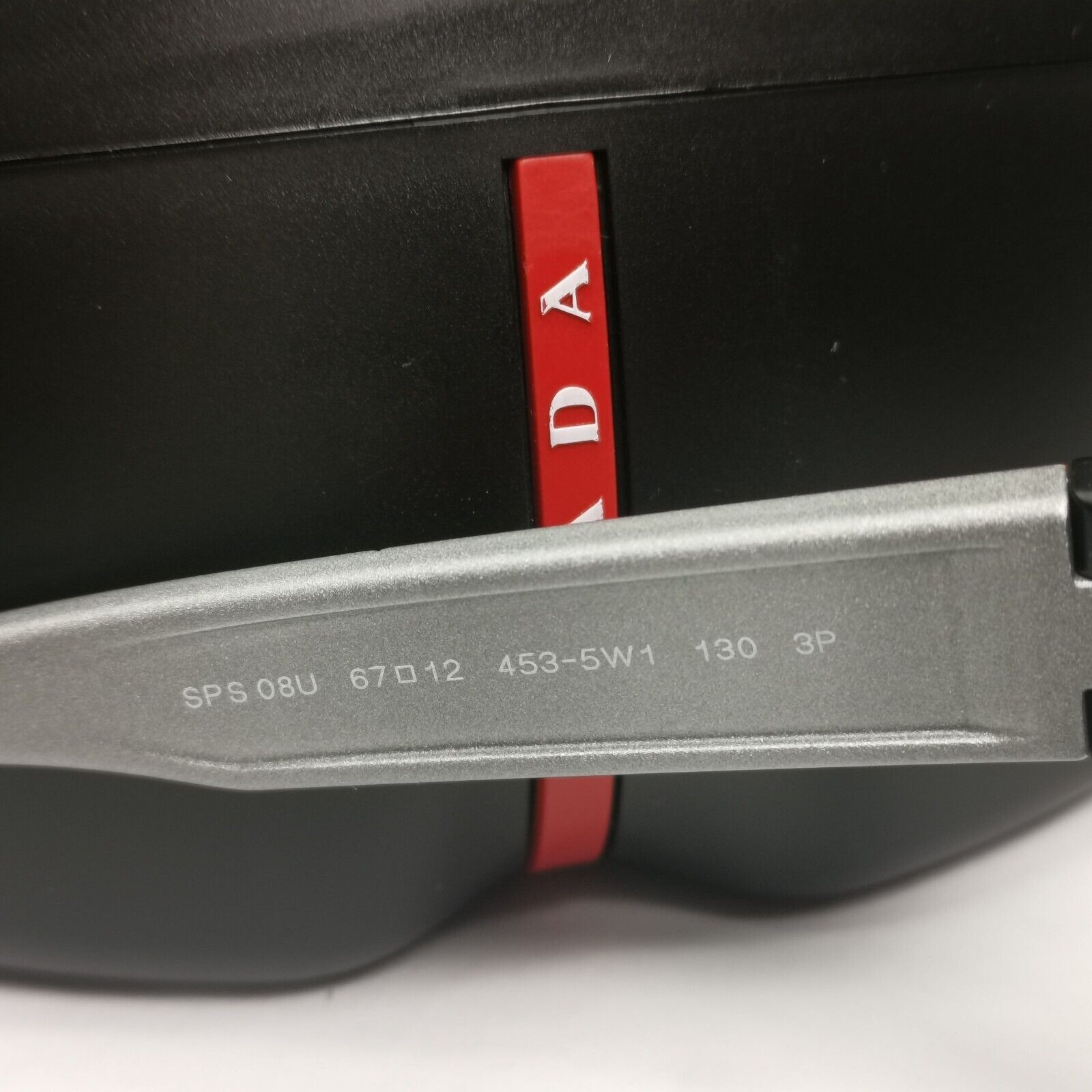 Prada Sunglasses Polarized Black  Wrap Grey Rubber PS08US SPS 08U 453-5W1 [a]