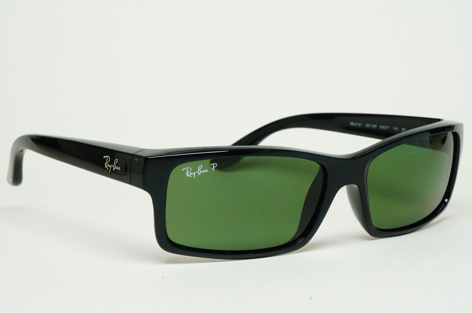 Ray-Ban Sunglasses Polarised Black Rectangle Green Square RB 4151 601/2P 59mm
