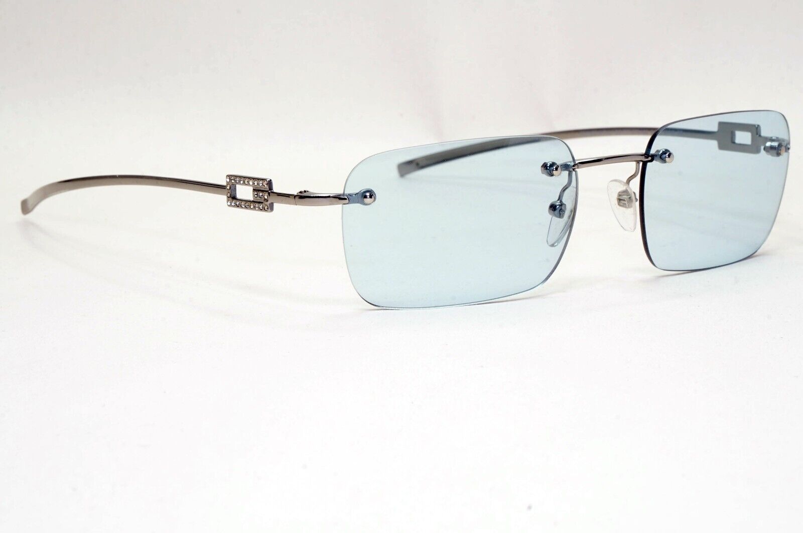 Gucci Sunglasses 1997 Vintage Rimless Blue Silver GG 1777/STRASS 6LBXY 011124