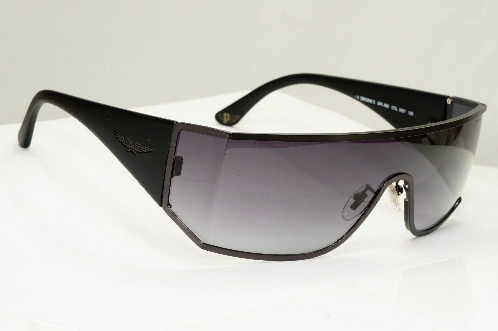 Police Black Shield Sunglasses Gradient Smoke Visor SPL 892 Origins 5 COL 0627 A