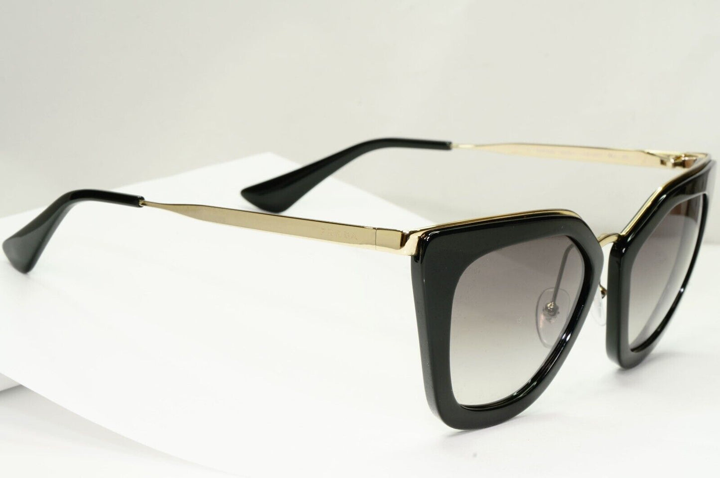 Prada Cinema Black Sunglasses Gold Square Gradient Grey PR53SS SPR 53S 1AB-0A7