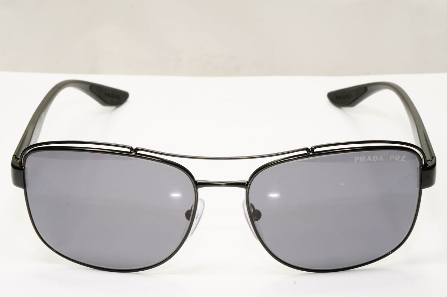 Prada Polarised Sunglasses Black Grey Pilot Metal PS57VS SPS 57V 1BO-02G