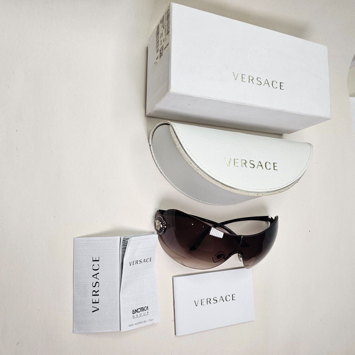 Versace Sunglasses 2008 Vintage Shield Rimless Rare MOD VE 2113-B 1257/13 250924