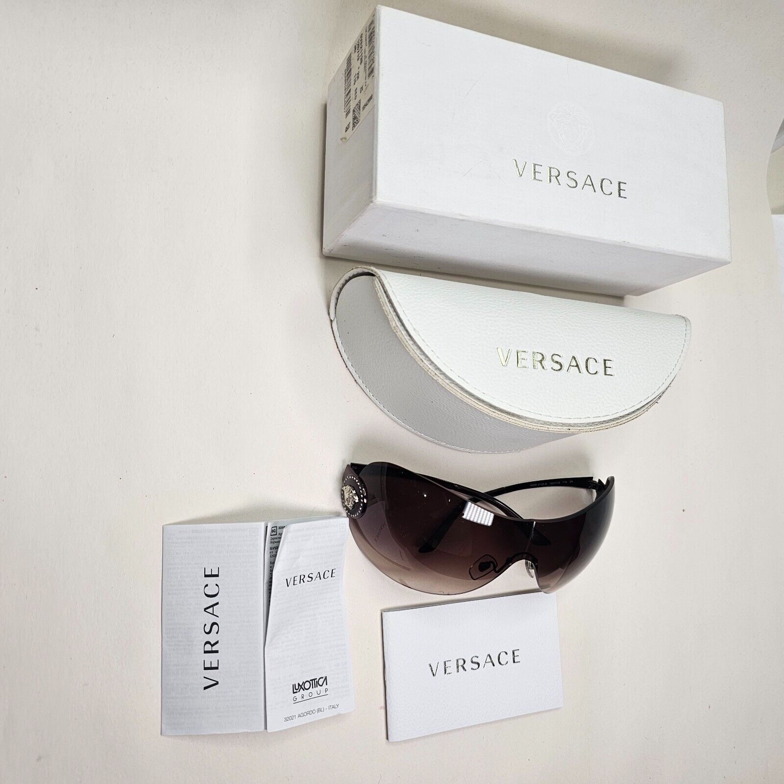 Versace Sunglasses 2008 Vintage Shield Rimless Rare MOD VE 2113-B 1257/13 250924